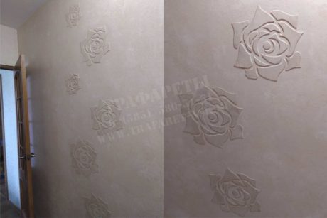 РОЗА Трафарет пластиковый, лазерный рез, для объемного декорирования стен, под декоративную штукатурку